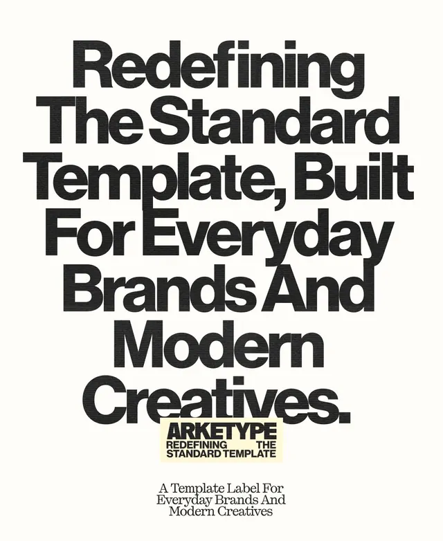 ARKETYPE template branding poster, minimal, editorial, light