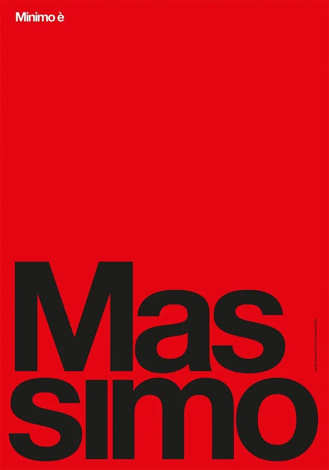 Massimo red typographic poster, minimal, swiss, vibrant