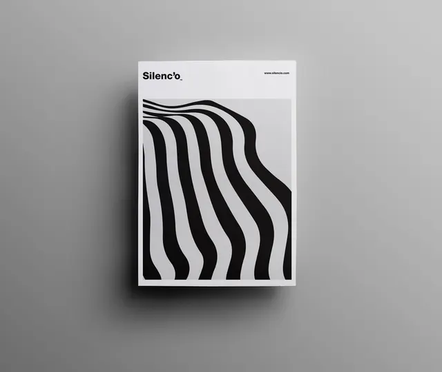 Silenc'o wavy line branding poster, minimal, swiss, light