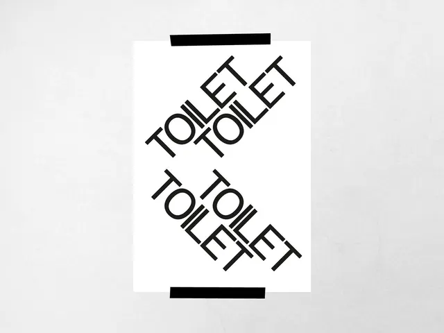 Diagonal TOILET typography poster, minimal, swiss, light