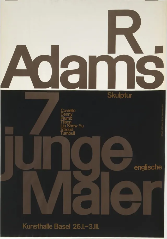 R. Adams Kunsthalle Basel exhibition poster, swiss, minimal, dark