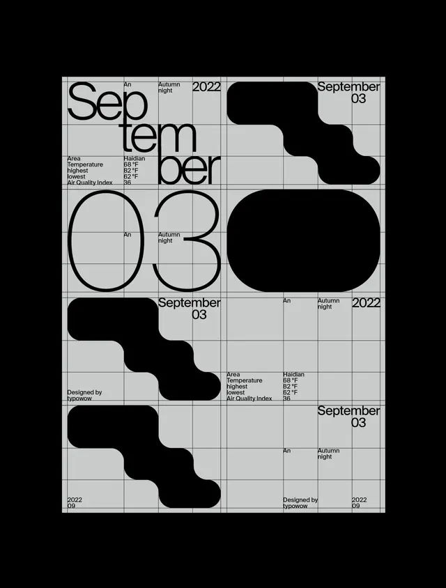 September 03 Calendar Layout, swiss, minimal, high-contrast
