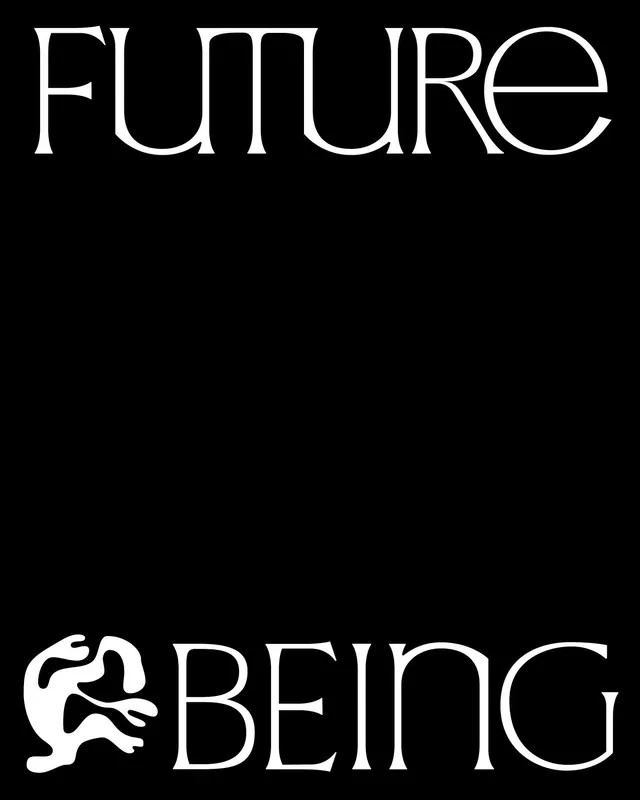 Future BEING text composition poster, minimal, typography, dark