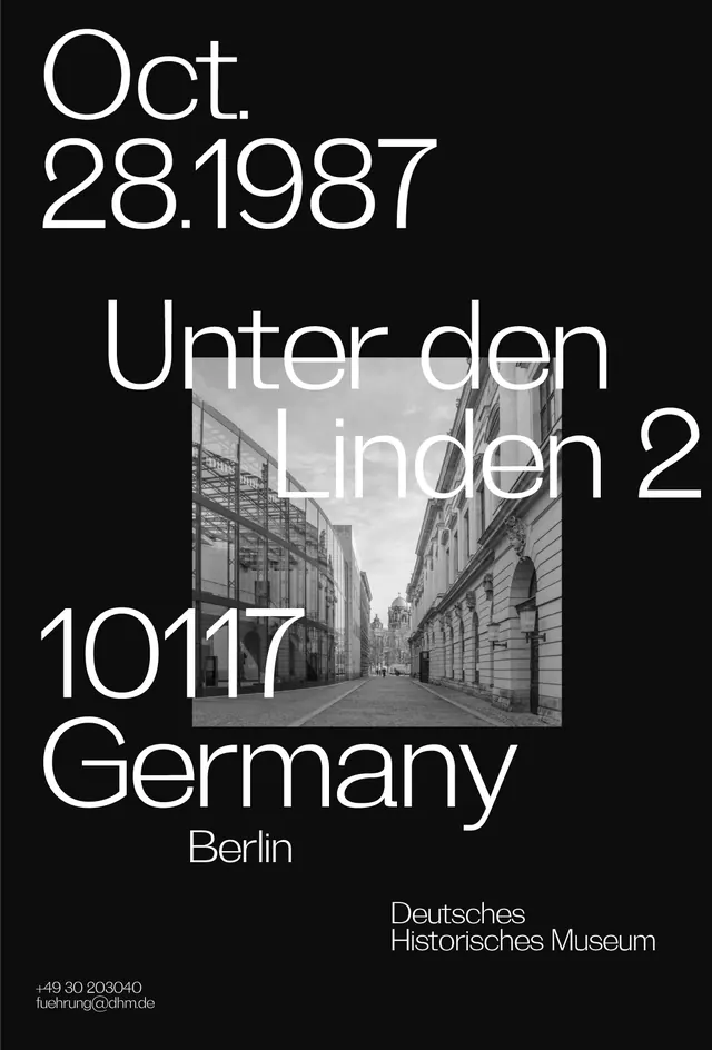 Berlin Address Typography Layout, minimal, swiss, high-contrast