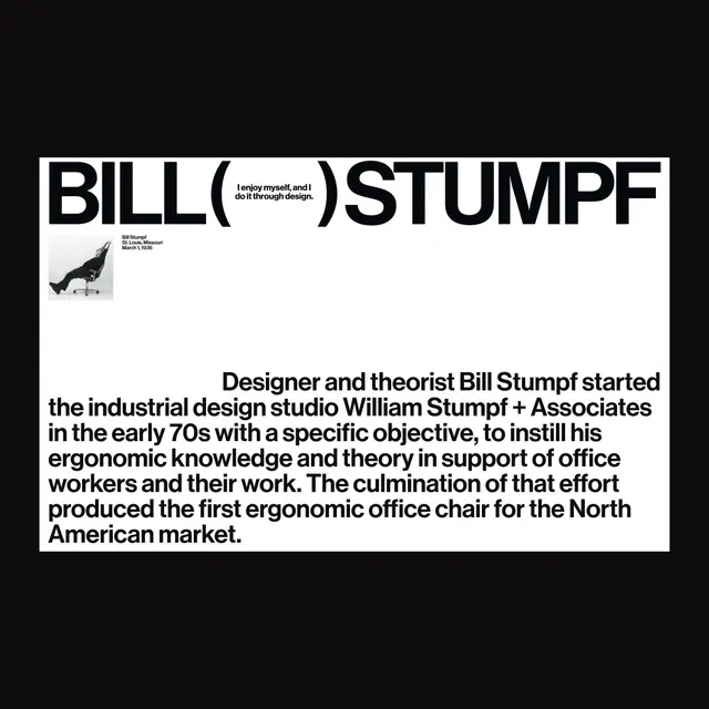Bill Stumpf design poster, minimal, editorial, dark
