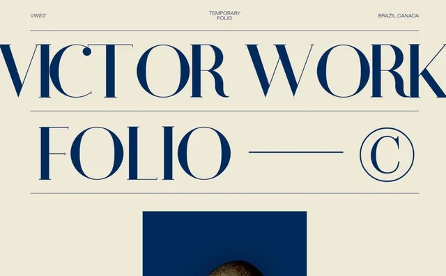 Victor Work Folio typography poster, minimal, editorial, light
