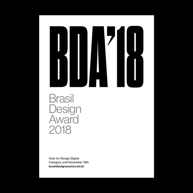 BDA 2018 Brasil Design Award poster, minimal, swiss, monochrome