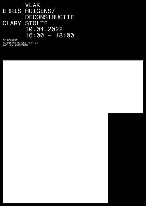 SearchSystem poster with event details, swiss, minimal, monochrome