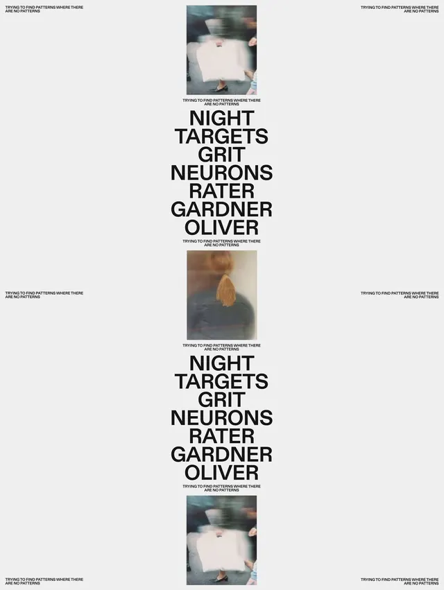 Night Targets repeating typographic poster, editorial, minimal, muted