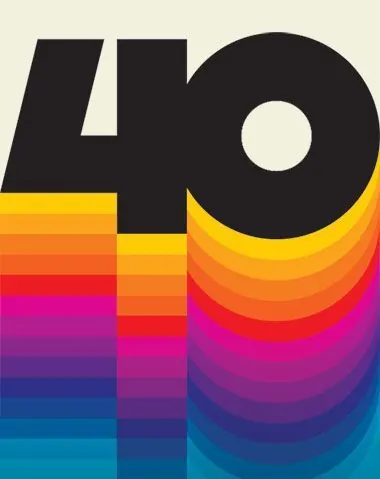 Retro 40 numeral color trail poster, retro, geometric, vibrant