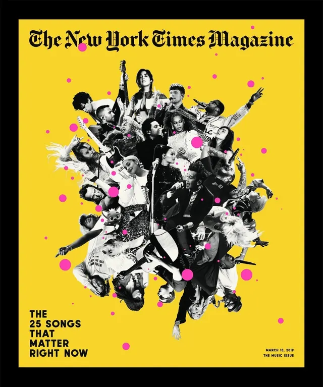 The New York Times Magazine Cover, maximalist, brutalist, high-contrast