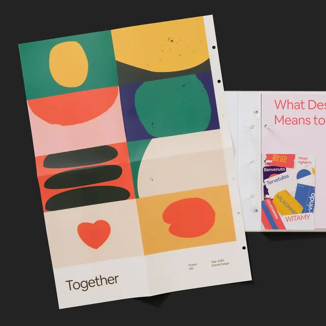 Airbnb Together poster grid, illustrated, organic, vibrant
