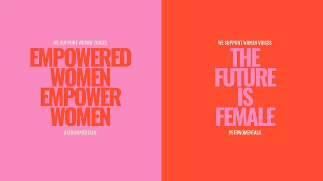 Women's day dual pink orange posters, minimal, flat, vibrant