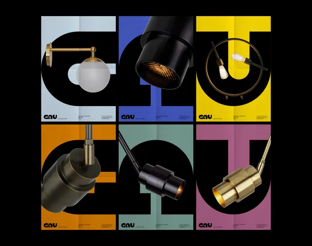GAU Lighting Paris poster grid, minimal, swiss, vibrant