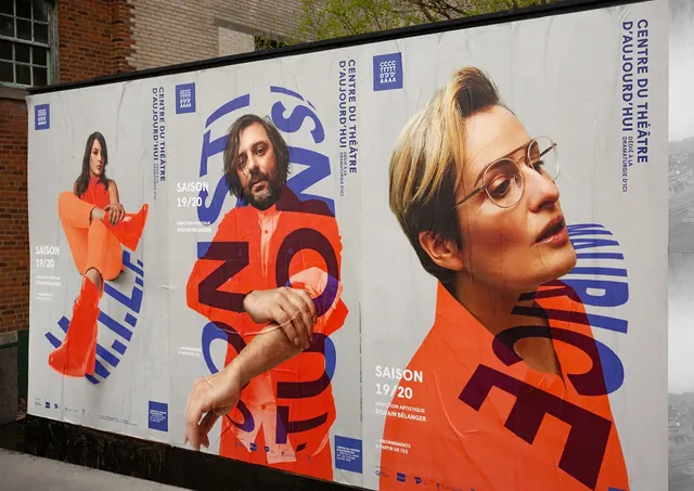 Centre du Theatre d'Aujourd'hui season posters, editorial, minimal, vibrant