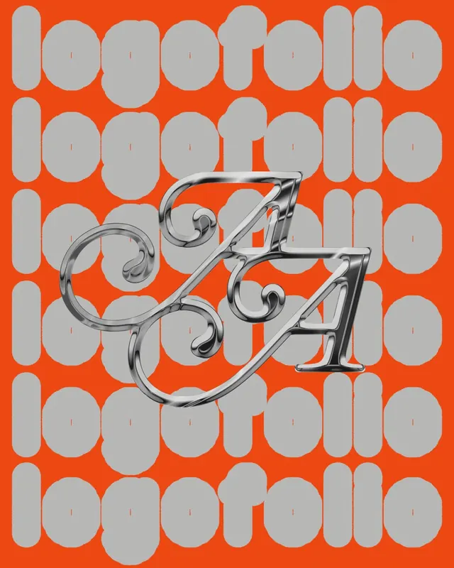 Chrome A on logofolio pattern, maximalist, y2k, vibrant