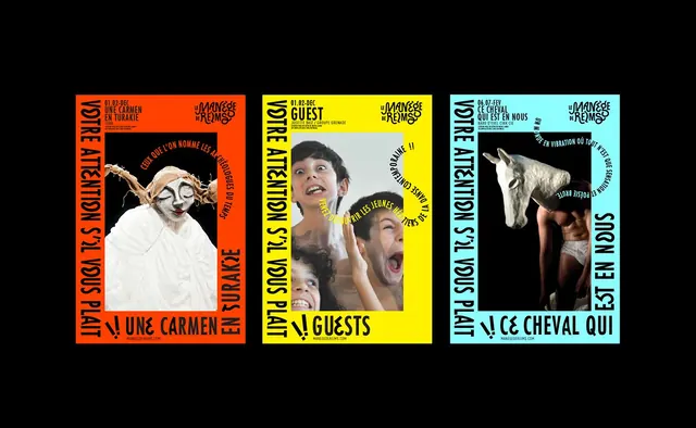 LE MANÈGE DE REIMS / VISUAL IDENTITY, editorial, playful, high-contrast