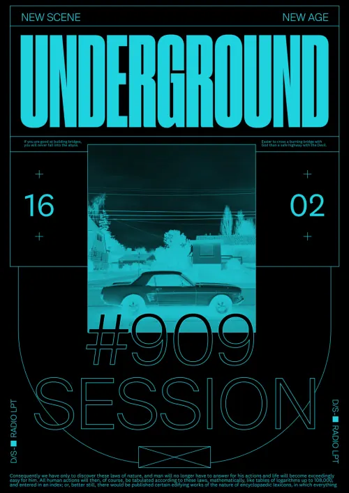 Underground 1602 Session Poster, brutalist, neo-brutalist, dark