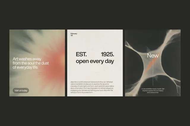 Minimal abstract editorial spread, minimal, abstract, dark