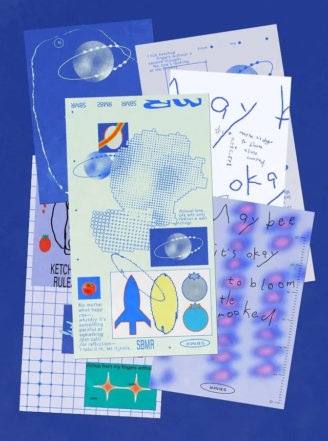 SBMR Zine Pieces, playful, vibrant