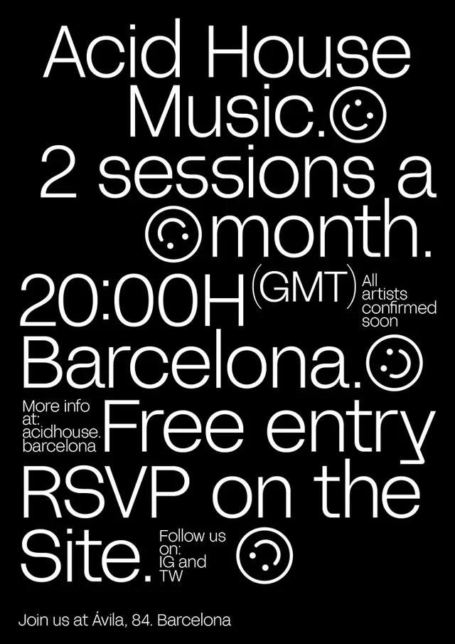 Acid House Music Event Poster, brutalist, neo-brutalist, high-contrast