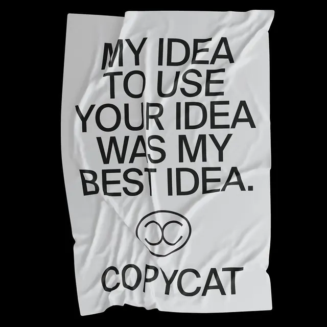 Copycat wrinkled poster quote, neo-brutalist, minimal, monochrome