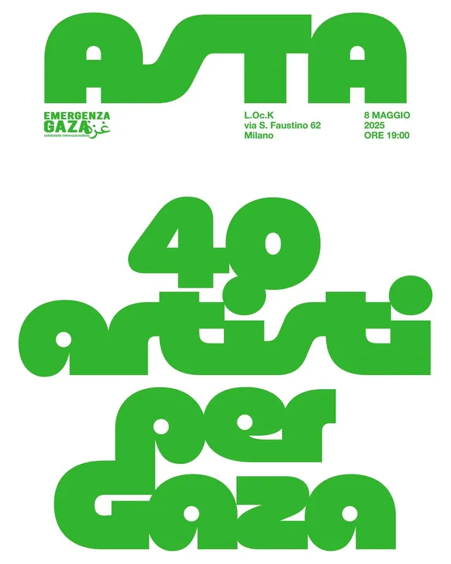ASTA Gaza auction poster, minimal, neo-brutalist, light