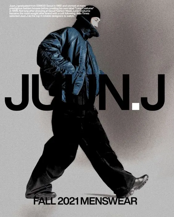 JUUN.J Fall 2021 poster, editorial, photographic, muted