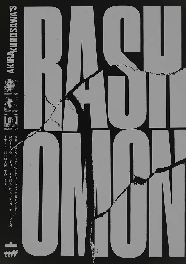 Rashomon typographic poster, editorial, swiss, monochrome
