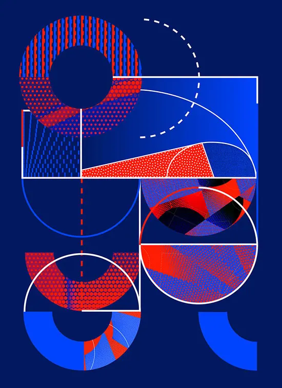 Nike Le Quartier geometric poster, geometric, swiss, vibrant
