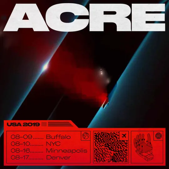 ACRE USA 2019 tour poster, dark-mode, technical, dark