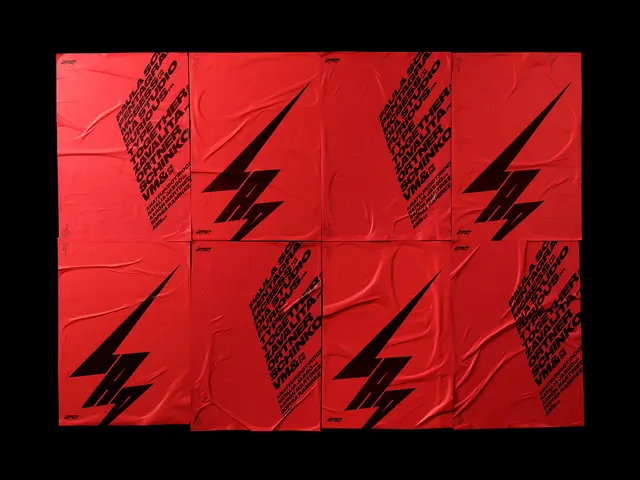 Latin American Design Festival poster grid, brutalist, minimal, dark