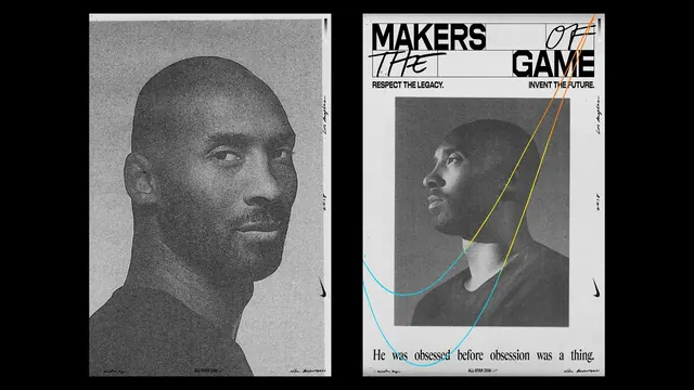 Nike Makers of the Game Kobe posters, brutalist, editorial, monochrome