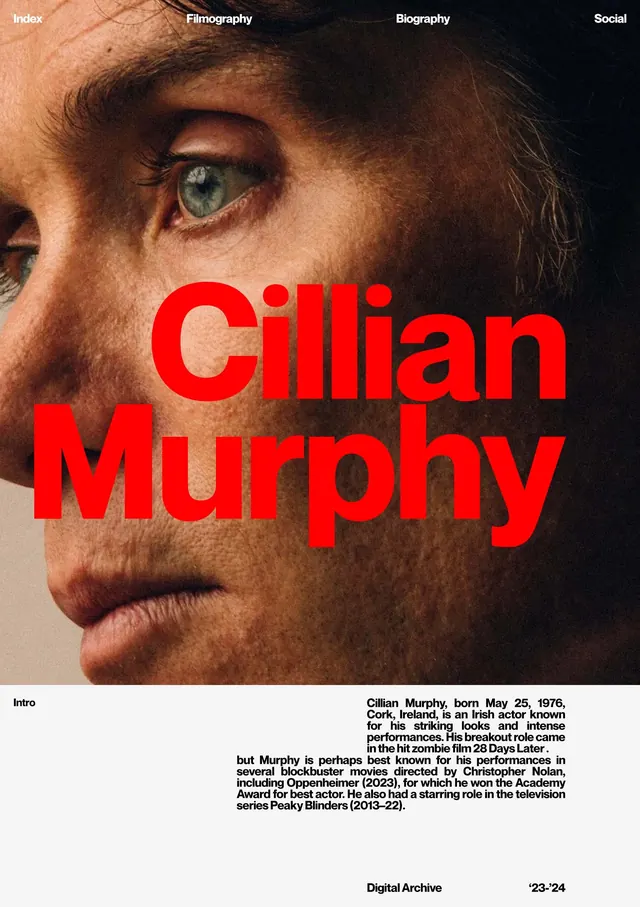 Cillian Murphy Film Poster, editorial, photographic, high-contrast
