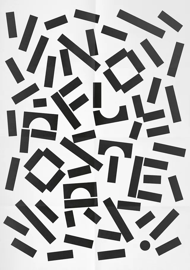 Deconstructed INFLU POSTER typography, brutalist, swiss, monochrome