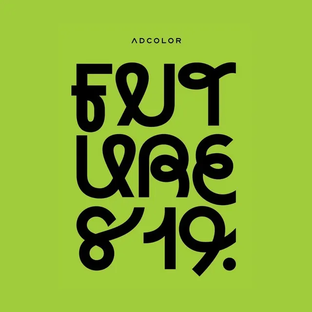 ADCOLOR FUTURE 2019 lime poster, maximalist, flat, vibrant