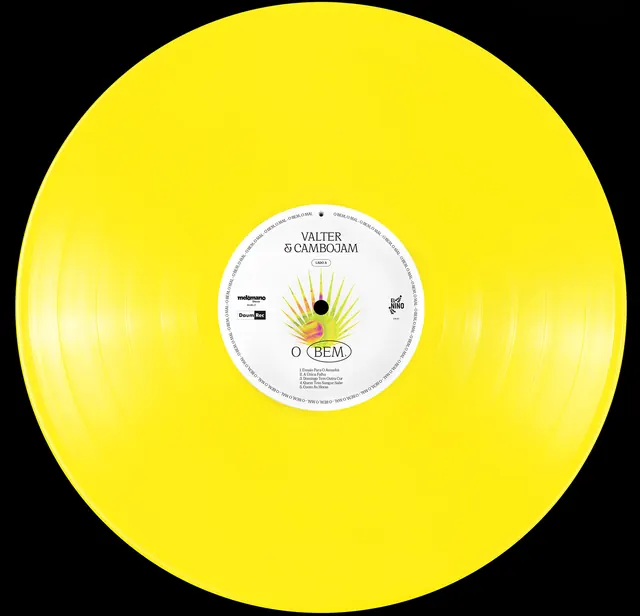 Yellow Vinyl Record Label, minimal, swiss, dark