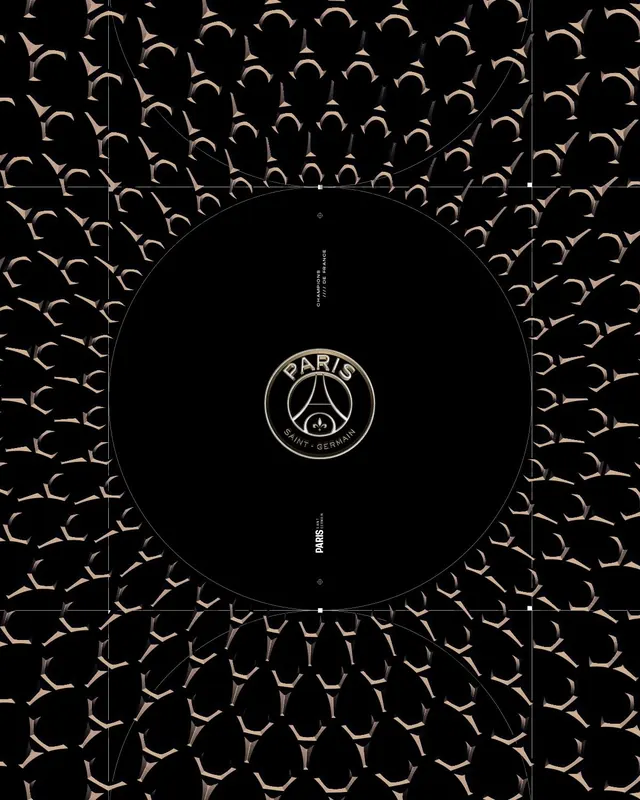PSG crest technical bronze pattern poster, technical, luxury, dark