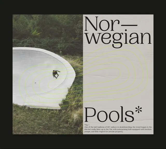 Norwegian pools editorial layout, editorial, swiss, dark