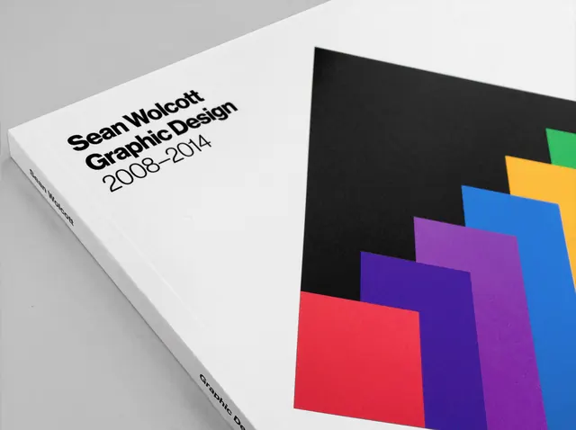 Sean Wolcott Graphic Design book cover with colorful geometry, minimal, geometric, light
