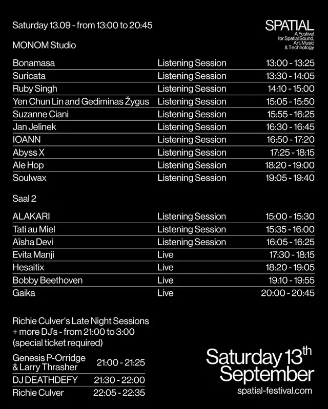 Spatial Audio Listening Session Schedule