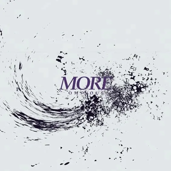 More Omnibous typographic poster with ink splatter, editorial, minimal, light
