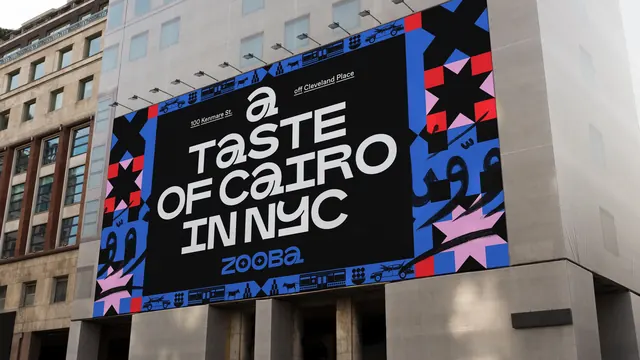 A Taste of Cairo - Event Billboard, maximalist, geometric, high-contrast