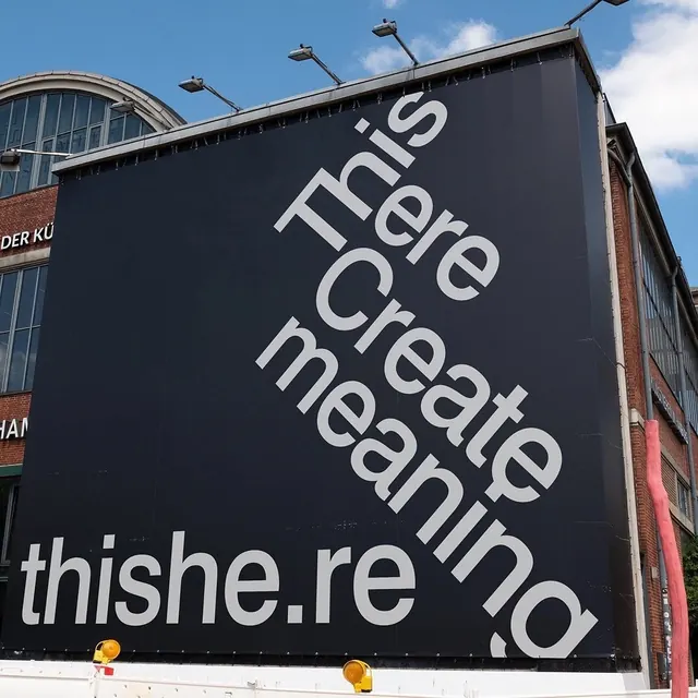 Thishe.re Billboard, minimal, brutalist, dark