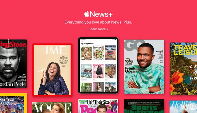 Apple News+ Promotional Banner, minimal, corporate-clean, vibrant
