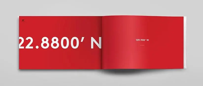 Red Editorial Spread with Coordinates