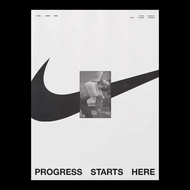 Nike Progress Poster, minimal, swiss, monochrome