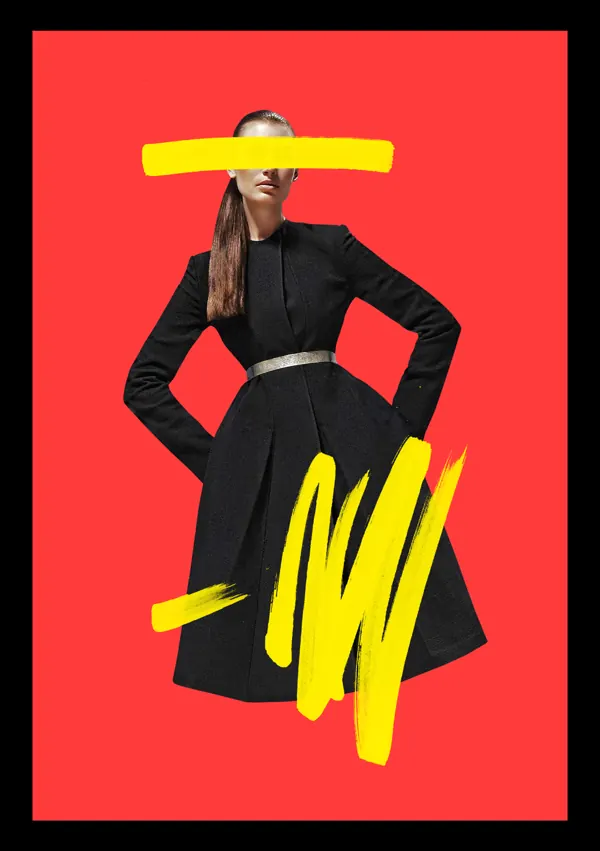 High-Contrast Fashion Editorial, maximalist, brutalist, vibrant