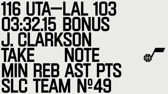 Utah Jazz scoreboard typography, swiss, minimal, light