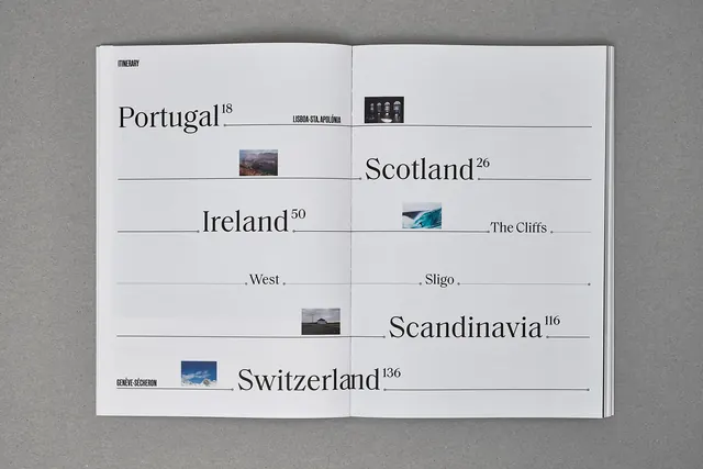 RailRoad itinerary editorial spread, editorial, minimal, light